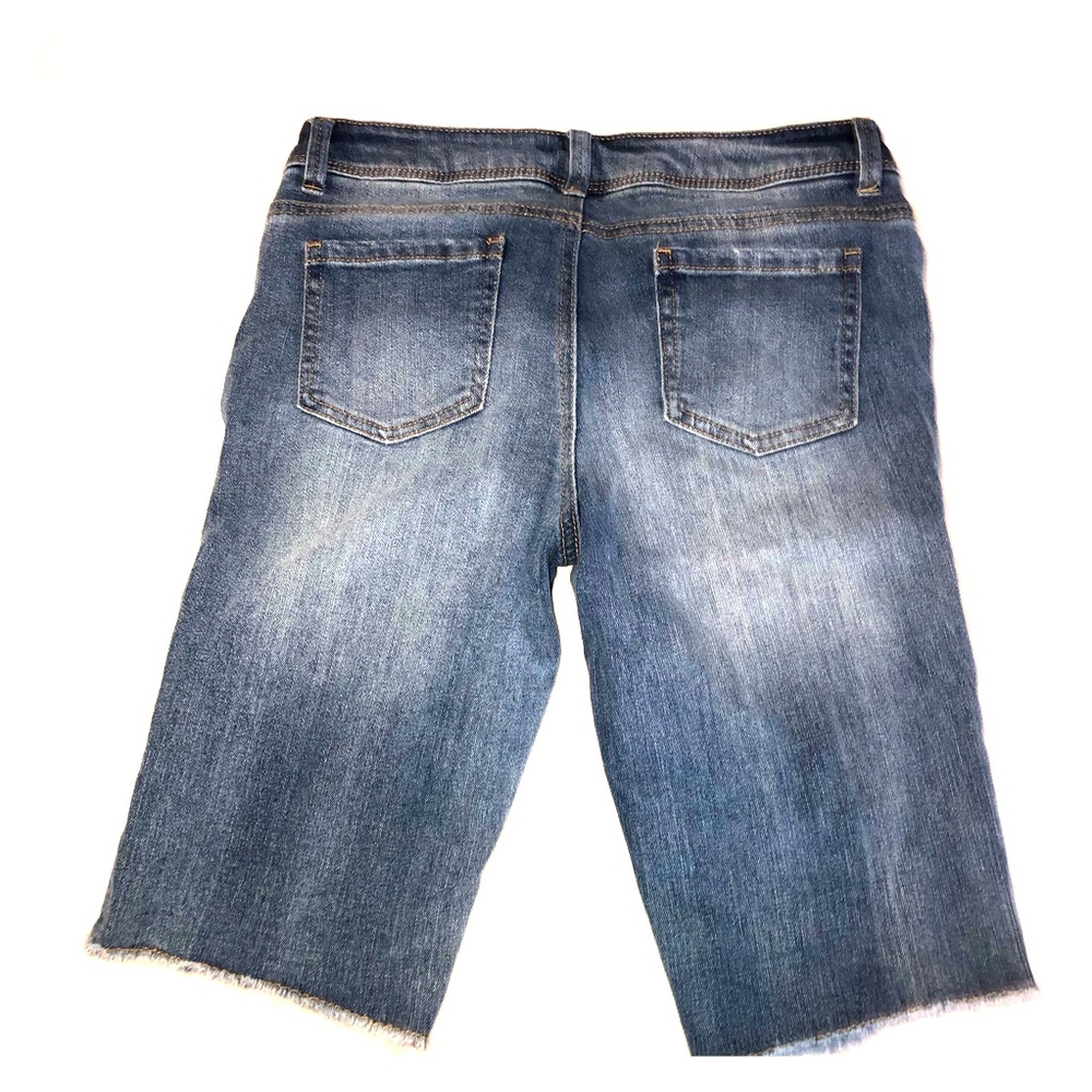 Distressed Denim Bermuda Skimmer Shorts NWOT - Picture 2 of 11
